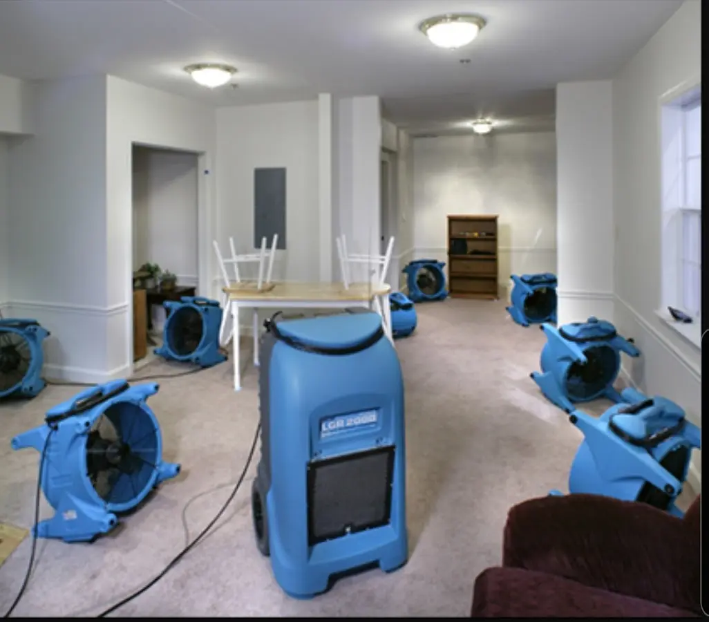 Air movers and dehumidifier setup for Water Damage Restoration in Harlingen